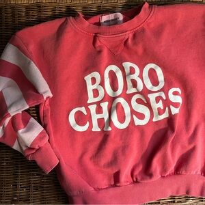 Bobo Choses Coral Sweatshirt with Striped Sleeve